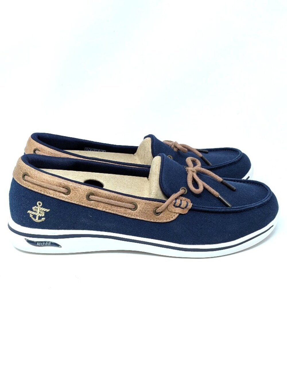 Sketchers Slip On Boat Shoes Arch Support NEW Womens Size 11 Blue Topsider